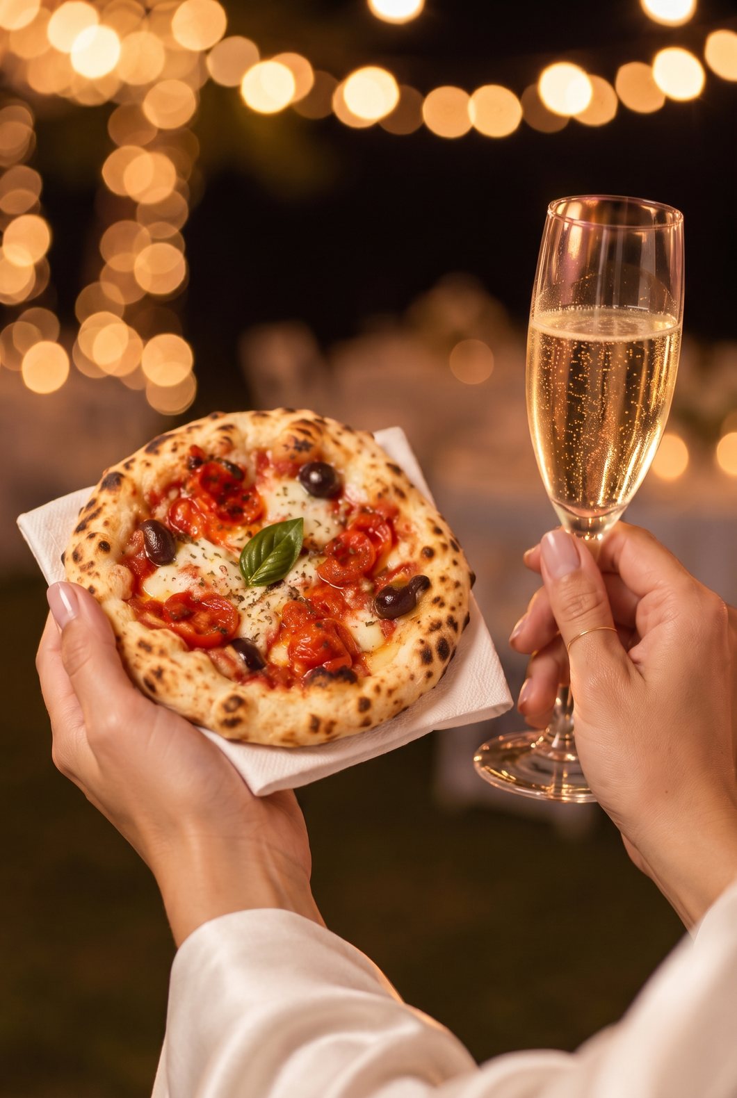 Pizzinhas em composição ilustrativa para o lanche da madrugada de um casamento